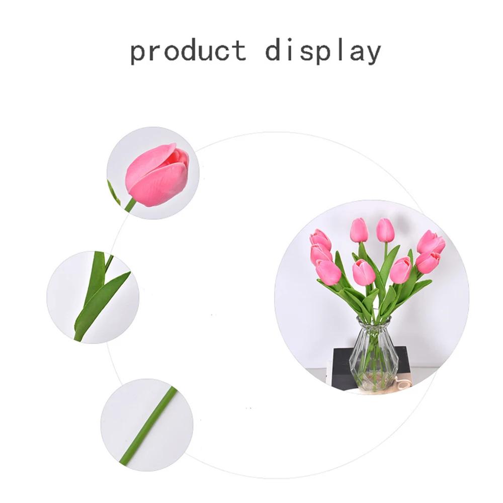 5 Sticks Of 34cm Real Touch PU Tulip Simulation Flowers Suitable For Family Garden Bedroom Decoration Hotel Club Wedding Party