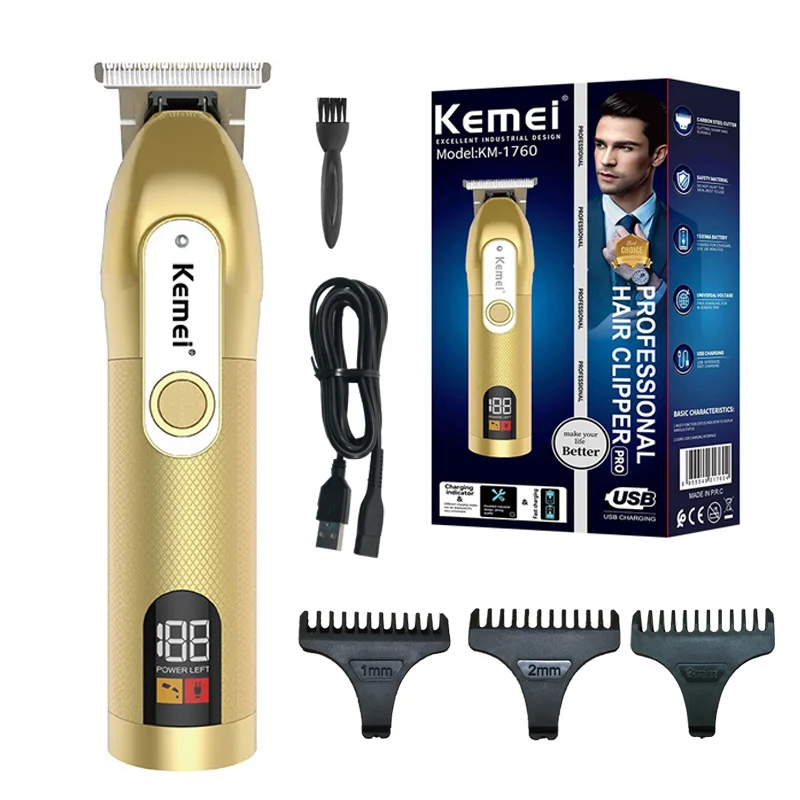 

Kemei Professional Hair clipper For Barber Cord or Cordless Use Hair Trimmer Rechargeable Electric Hair Cutting Machine