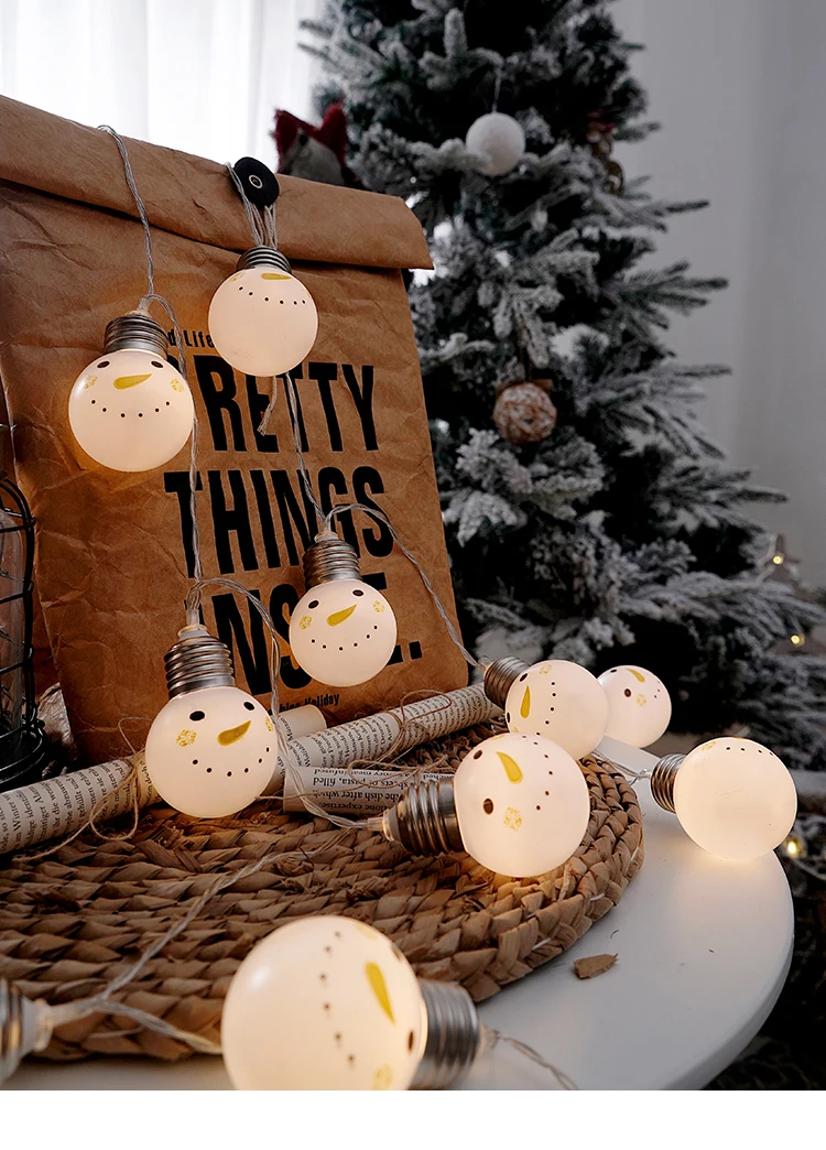 Гирлянда с USB-разъемом и лампочками в виде снеговика 6 м | Лампы освещение