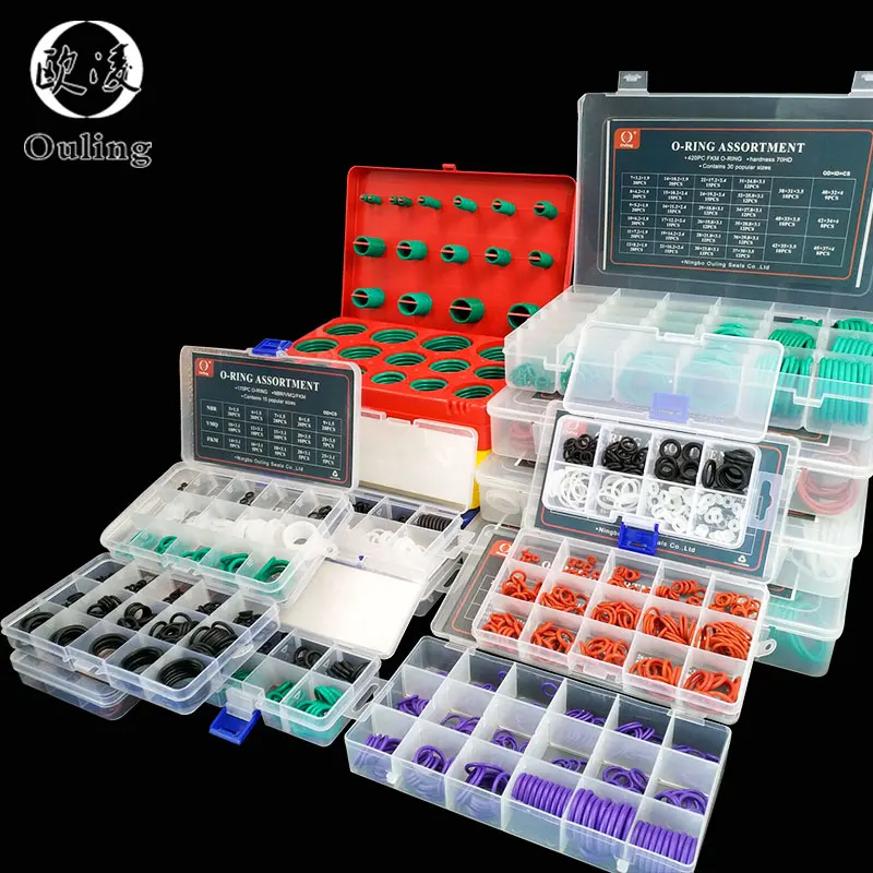 O Rings Rubber Silicone O Ring Seal NBR VMQ FKM Sealing O-rings Nitrile Washer Rubber oring set Assortment Kit Set Box Ring