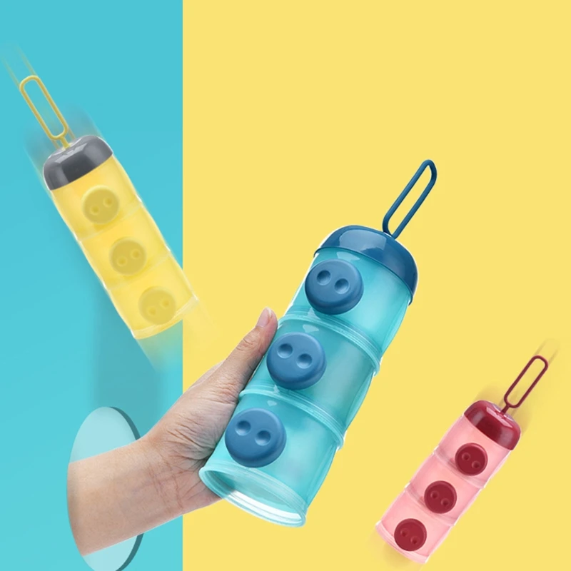 

Cute 3 Layers Compartment Milk Powder Storage Box Baby Formula Dispenser Infant Essential Cereal Snacks Container