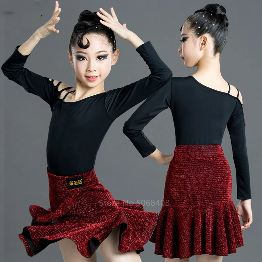 5 цветов детская юбка для латинских танцев платье соревнований маленьких девочек