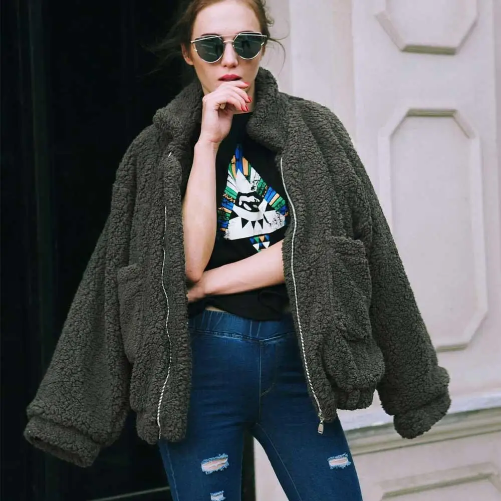 

Lanxirui Faux Lambswool Jacket Casaco De Inverno Quente Preto De Grandes Dimensoes Mulheres Jaqueta Outerwear Outono Oct19