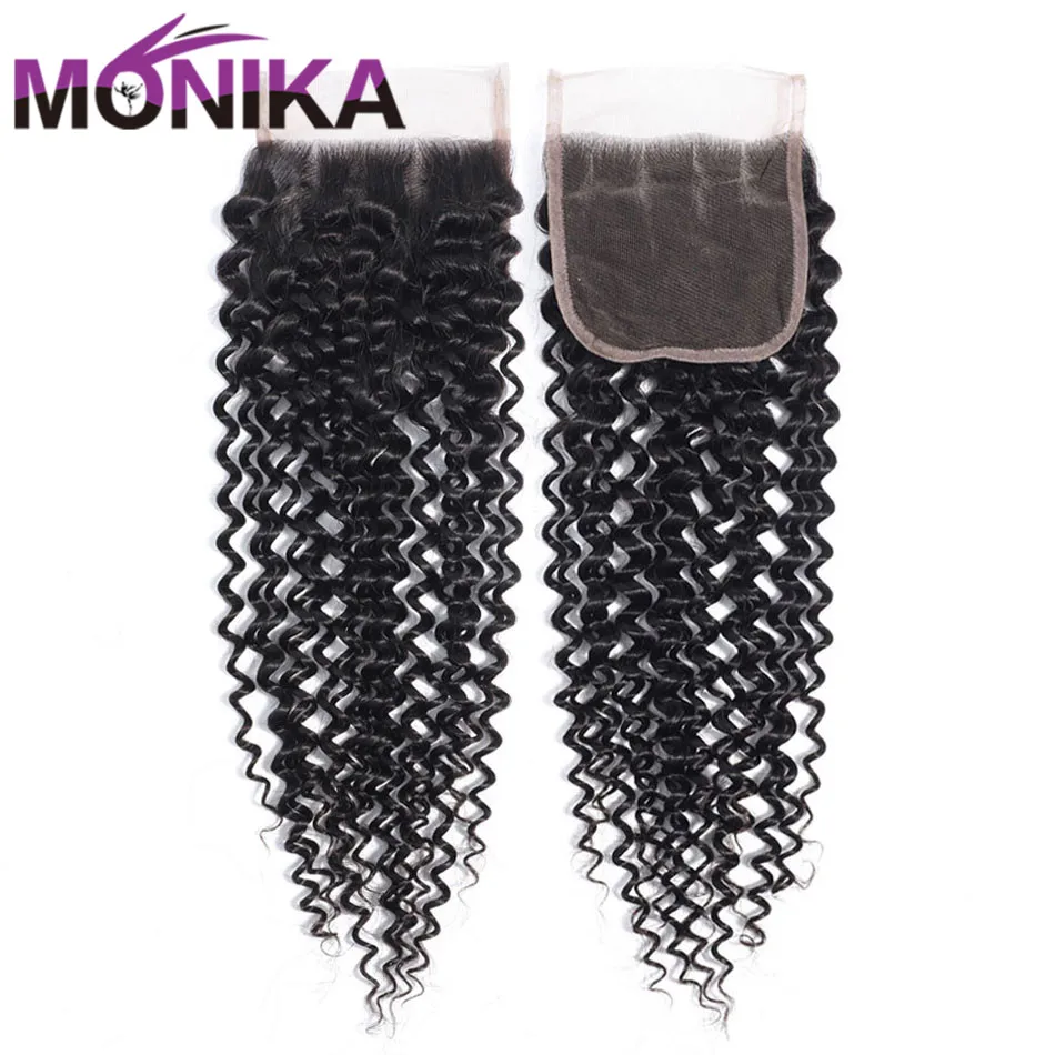 Моника волосы перуанские пучки закрытием кудрявый вьющиеся человеческие