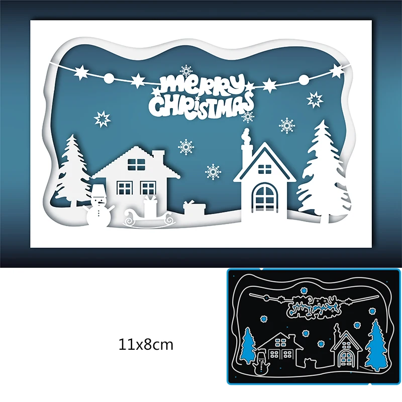 110*80 мм Счастливого Рождества новые металлические Вырубные штампы для декора