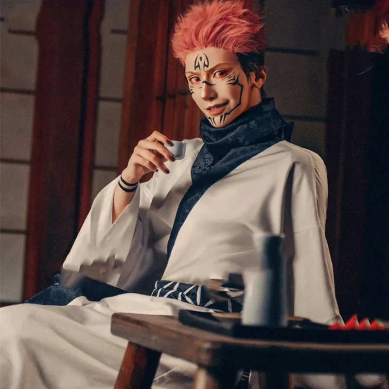 

Комплект одежды для косплея из аниме «японская джутсу кайсена», кимоно, пальто + штаны + парик, костюм на Хэллоуин, Ryomen Sukuna Cos