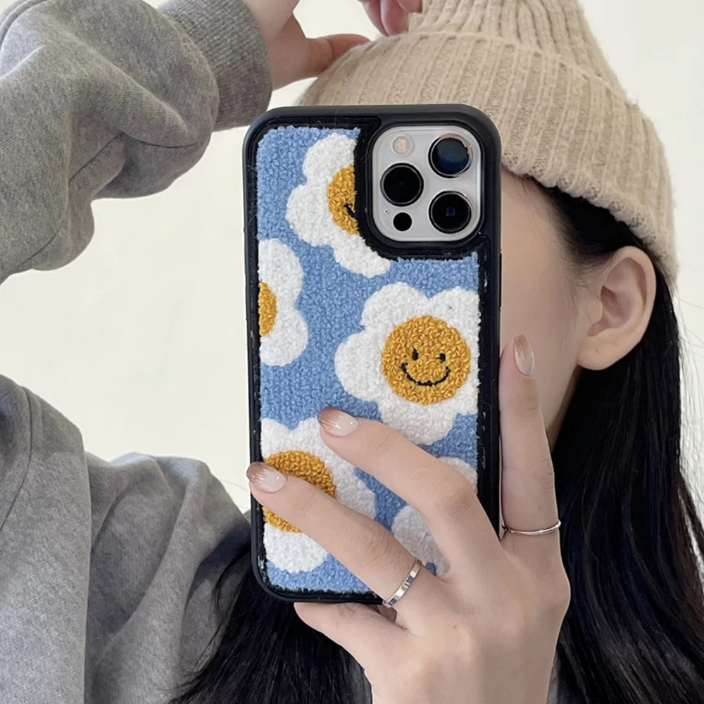 Мультяшный корейский Пушистый Плюшевый чехол для телефона iPhone 11 12 13 Pro XS Max X XR 7 8 Plus