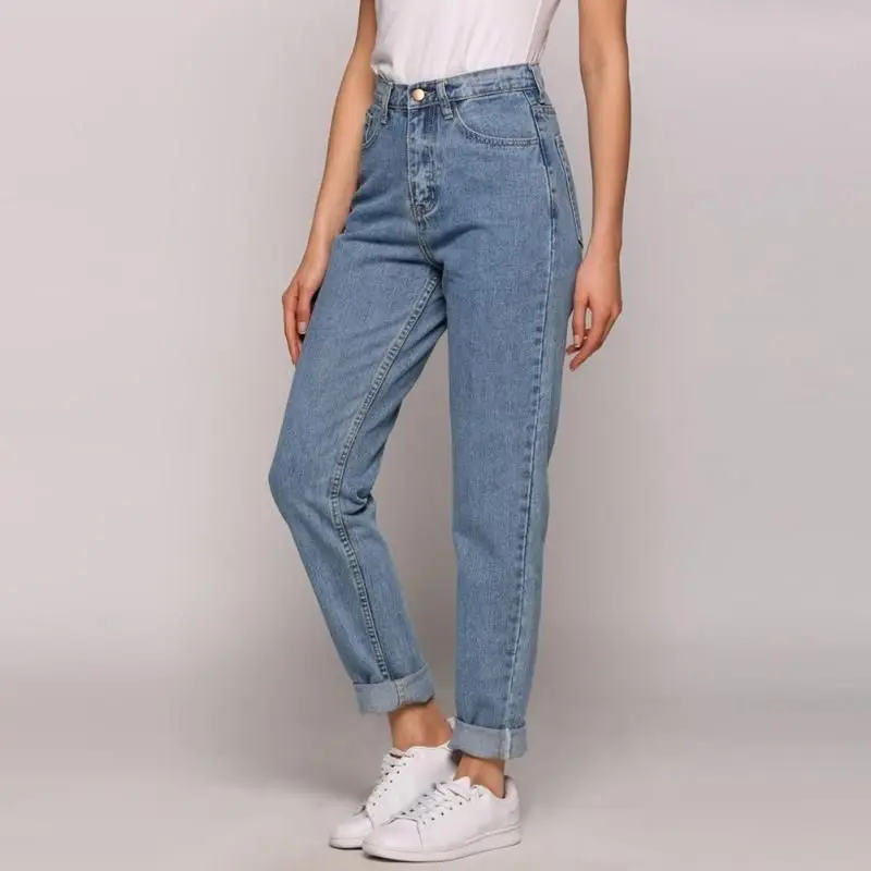 

Mom High Waist Vintage Chic Denim Pants Blue Black Plus Size Boyfriend Jeans For Women Fashion Loose Ladies Trousers 2020