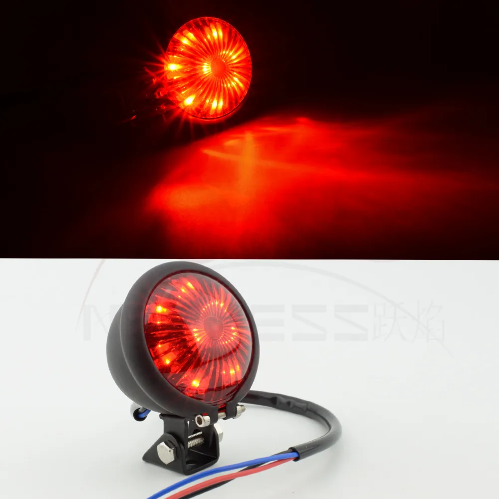 

Newness Motorcycle Red 12V LED Adjustable Cafe Racer Style Stop Tail Light Motorbike Brake Rear Lamp Taillight for Chopper