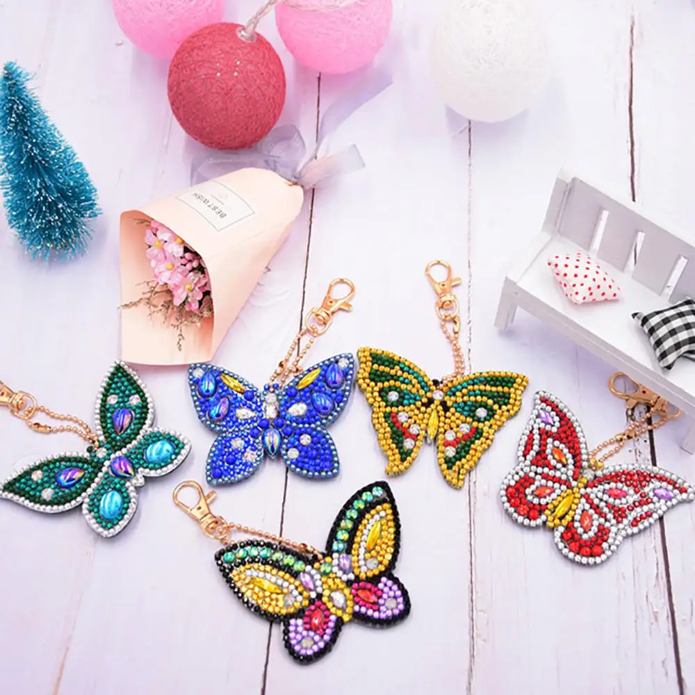 Новый 5D DIY алмазная живопись брелок Мода Мультфильм бабочка ручной работы