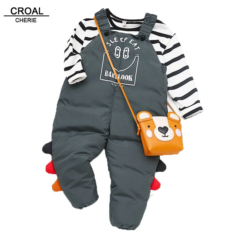 CROAL CHERIE/зимние штаны для детей плотные длинные ромпер с динозавром детские теплые