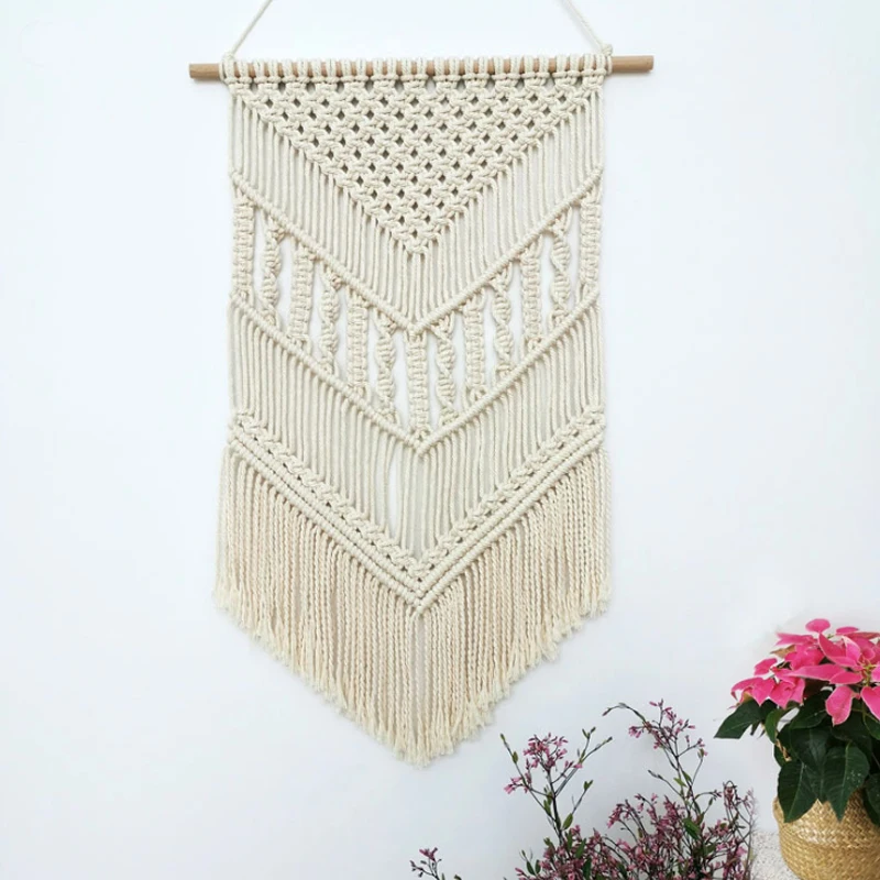 

Macrame Wall Hanging Bohomain Chic Handwoven Tapestry Home Decor Geometric Living Room Dorm Decoration 30"L X 16" W