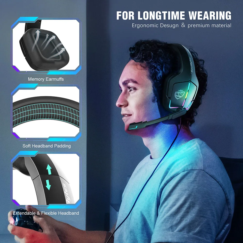 

New Wired Gaming Headset S12 Over-Head Earphone With RGB Light And Microphone Headphones For PC Phone Xbox