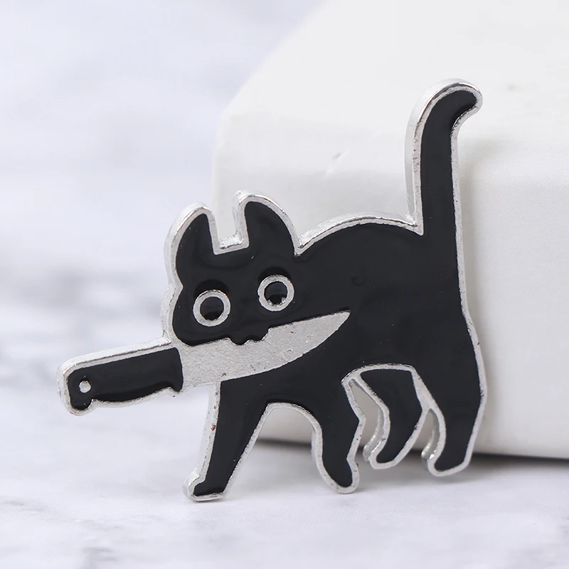 

Cartoon Cute Black Cat Animal Shape Women's Brooches Simplicity Pop-enamel Pin Lapel Badges Brooches For Women Funny Jewelry