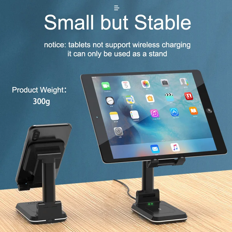 

Phone Holder Wireless Charger Stand for iPhone 12 11 X Xr 8 7 Samsung Xiaomi Desktop Fast Charging Foldable Adjustable Bracket