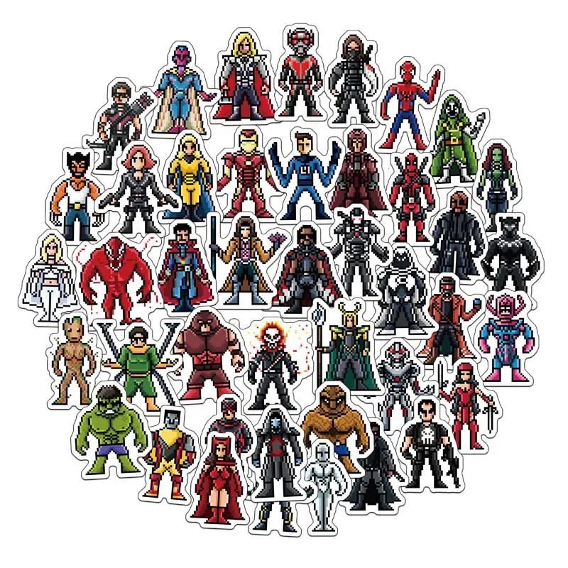 64 шт. Disney Marvel x с рисунком Железный человек Халк пикселей стикеры Мстители