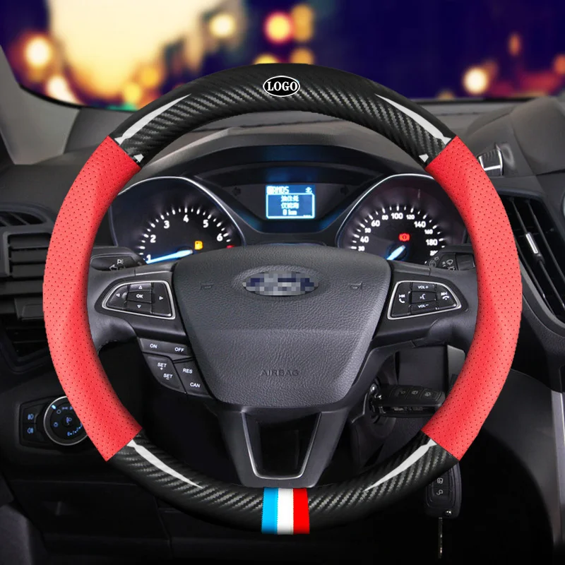 Чехол на руль автомобиля из углеродного волокна 38 см для Ford все модели Focus Kuga EcoSport