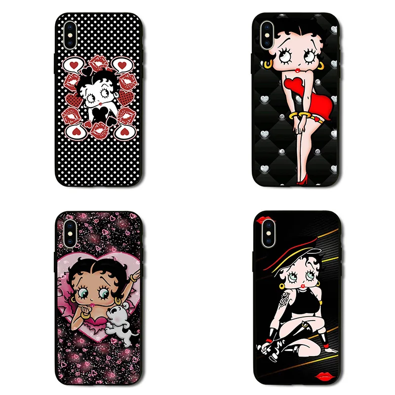 Мультяшный чехол для сотового телефона Betty Boop Samsung Galaxy Note 8 9 10 20 S8 S9 S10 S10E S20 S21 Ultra