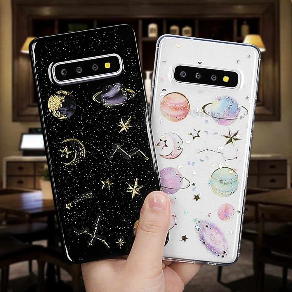 Блестящий чехол LOVECOM с планетами и звездами для Samsung S21 S20 Ultra A50 S10 S9 Plus Note 9 10 Pro A9 2018