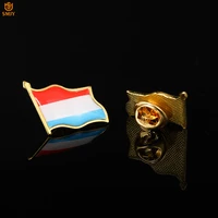 luxembourg colorful enamel country flag brooch euro zinc alloy tiehat lapel pin butterfly buckle badge collection