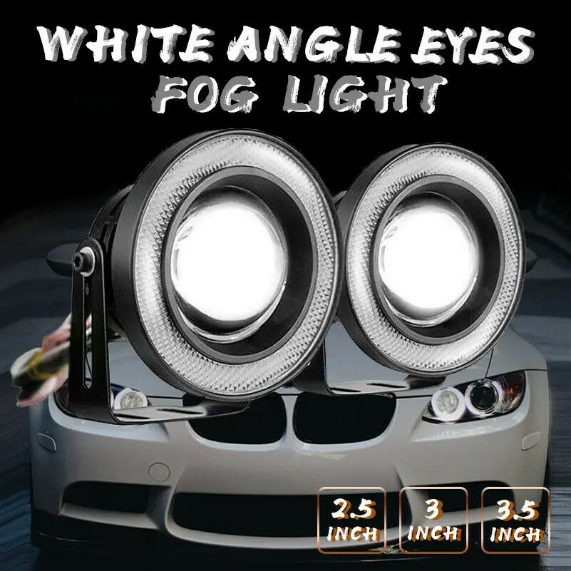 

2Pcs White Angel Eyes Car Styling LED Fog Lamp COB Projector Driving Light