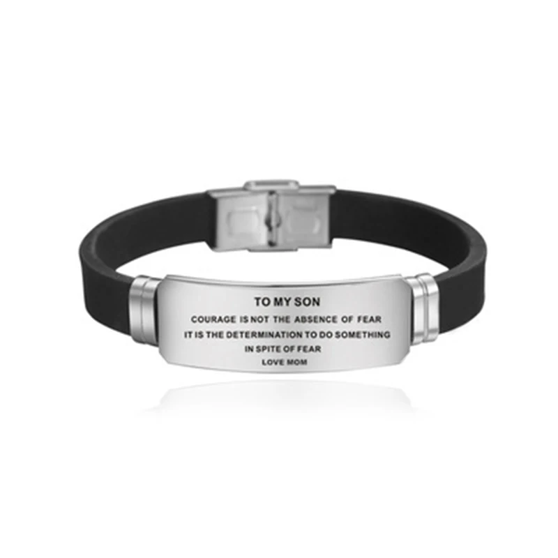 FIMAODZ To My Son Bracelet Be The Man I Know You Can Love Stainless Steel Silicone Wristband Father Mom Boys | Украшения и