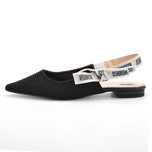 Black Knit Flats В горошек новинка меш туфли на низком каблуке Указательный палец Размер 4 34 насосы Slingback черный средняя пятка стилет галстук-бабочка сандалии новая Лето китайская мода Китай - Цвет: Black Knit Flats