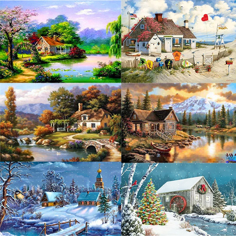 

Rural Houses Picture diamond painting Full Diamond Embroidery Cross Stitch Diamond Mosaic Home Decor Art Painting Accessories