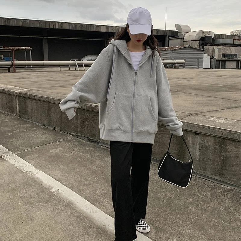 

2021 Casual Female Jacket For Couple Thick Tops Long Sleeve In Solid Color Loose Outward