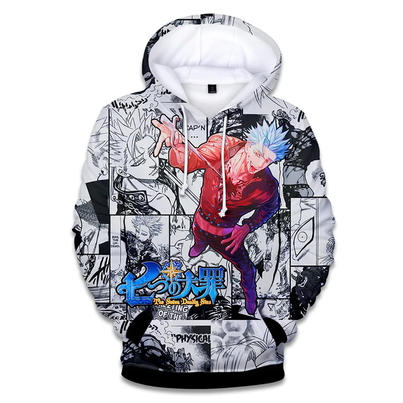 Hoodies Sweatshirts Men Women Kawaii Nanatsu No Taizai Clothes HoodY Tops 2020 The Seven Deadly Sins 3D Hip Hop Full Cartoon | Мужская