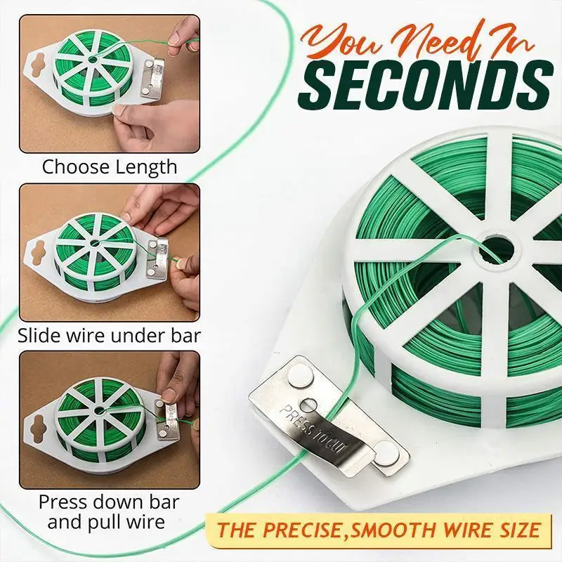 

30/50m Garden Plant Fixed Rope Reusable Green Coate String With Cutter Sturdy Plant Twist Tie Gardening Vegetable Grafting Fixer