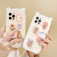 cartoon love ears lambskin phone case for iphone 13 pro max embossed texture cover soft back cover for iphone 13 non slip cases