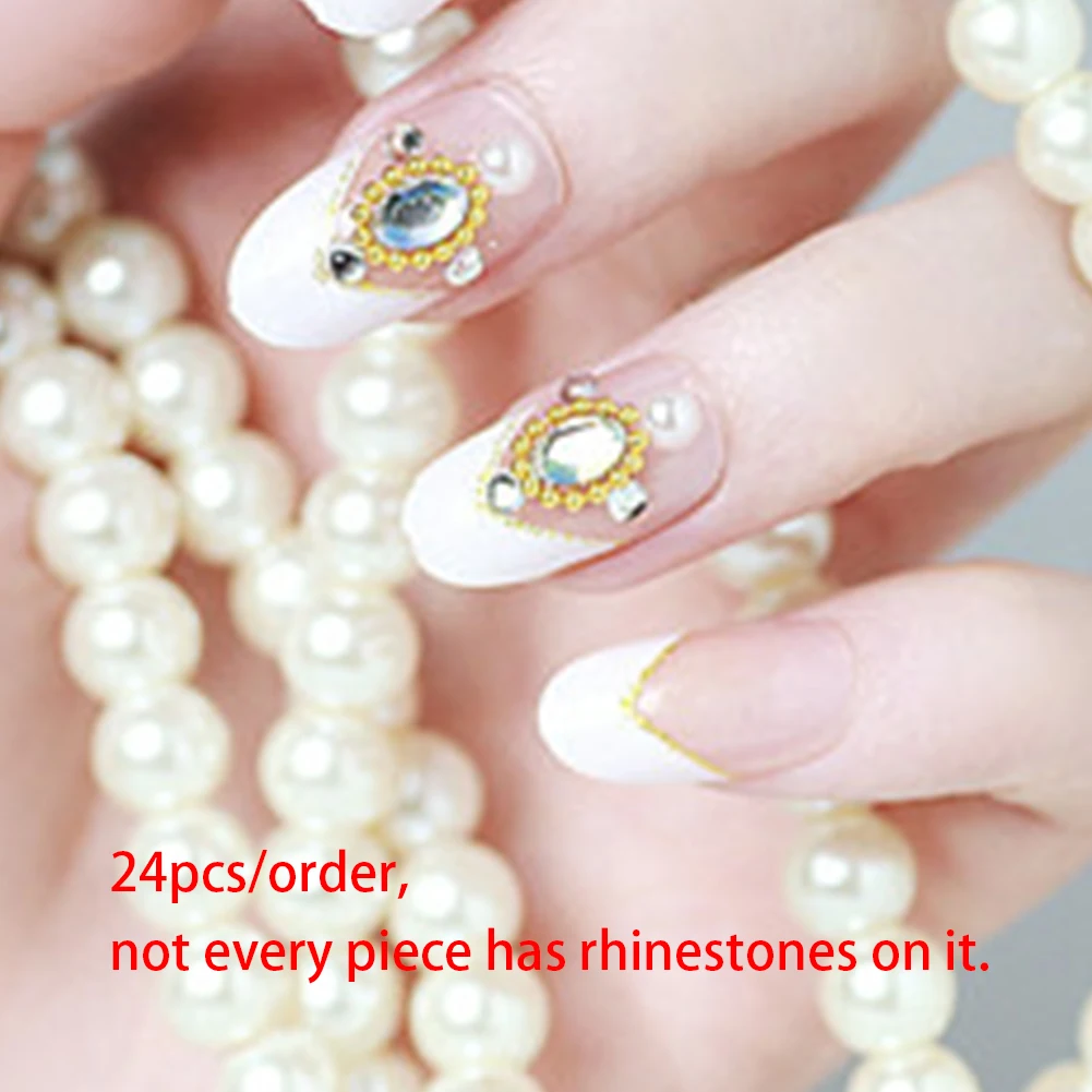 Французский стиль искусственные ногти наконечники со стразами накладные