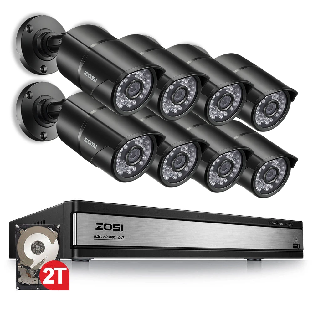 ZOSI 1080P 16 канал CCTV Регистраторы Системы ночного видения Bullet Камера, для наблюдения, безопасности, видео Камера DVR комплект HDD