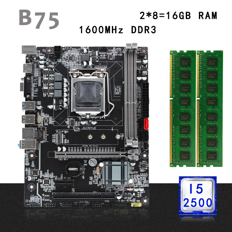 Bestellen B75 Desktop Motherboard Set Kit LGA 1155 Mit Intel I5 2500 Prozessor 16G(2*8G) DDR3 RAM Speicher Mico-ATX Pci-e 2,0 M.2 NVME