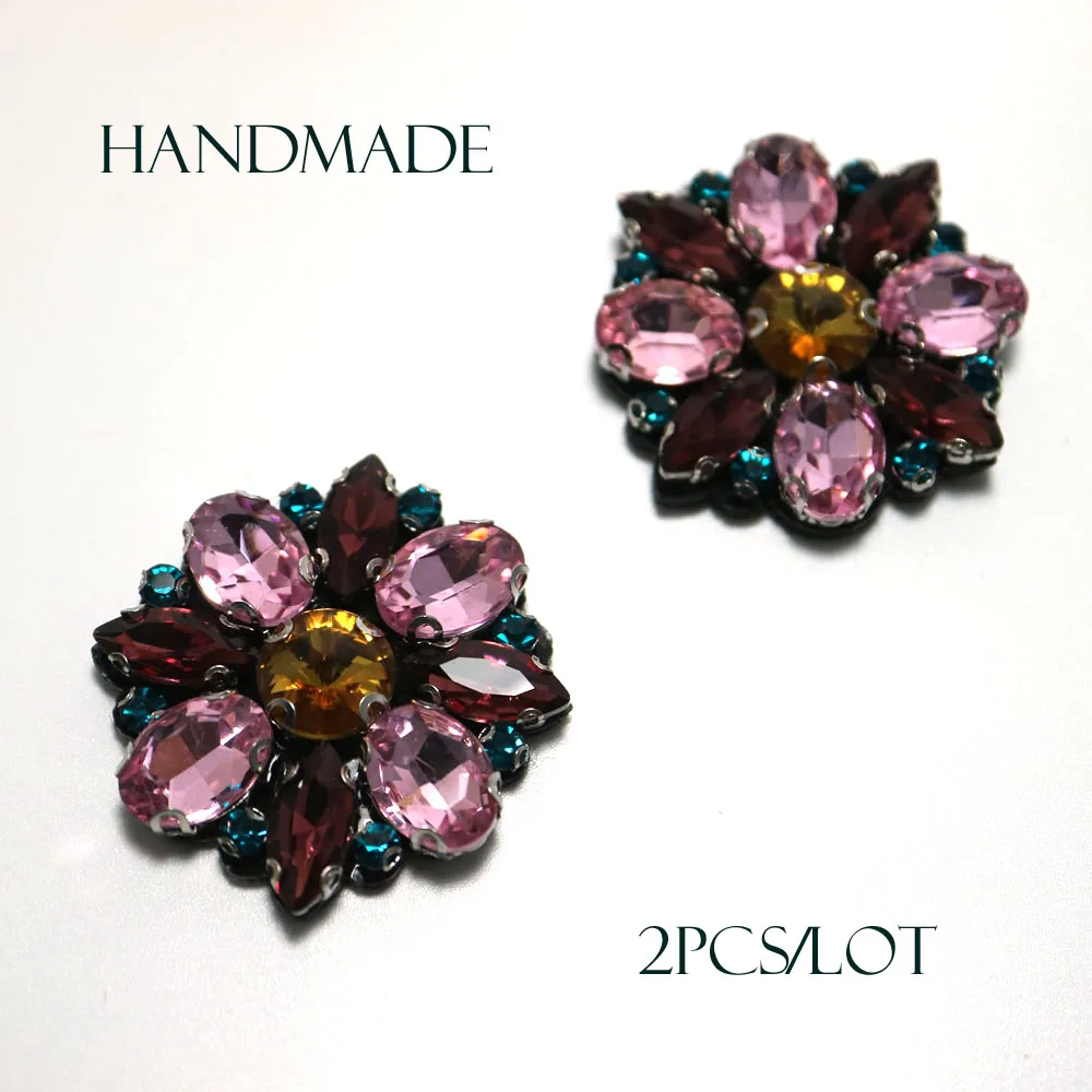 2 шт./лот круглые нашивки с блестками ручной работы для одежды сделай сам стразы