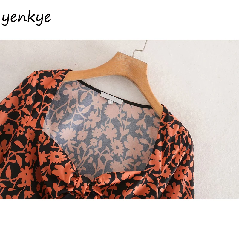 Женское винтажное платье с цветочным принтом Дамское сексуальное воротником и