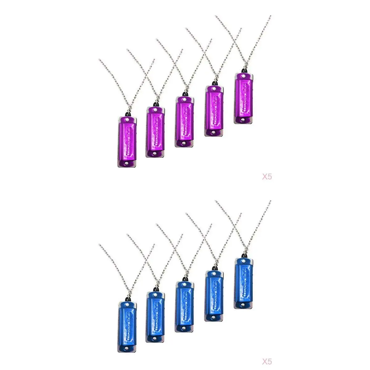 

10pcs Mini Harmonica Necklace Child Musical Toy 4 Holes Harmonica 2 Colors