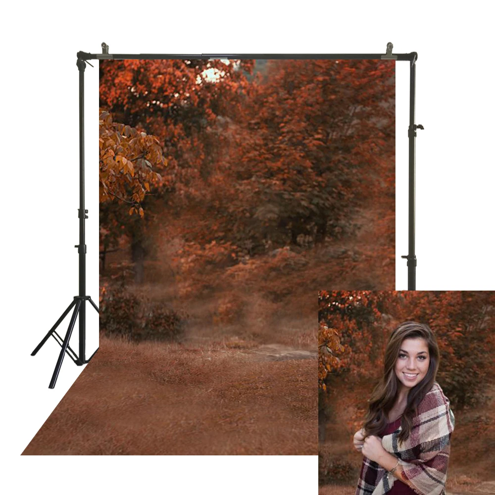 

Deep Autumn Photographic Backdrop Polyester Cloth With Floor Rustic Vintage Landscape Back Drop Portrait Studio Booth Background