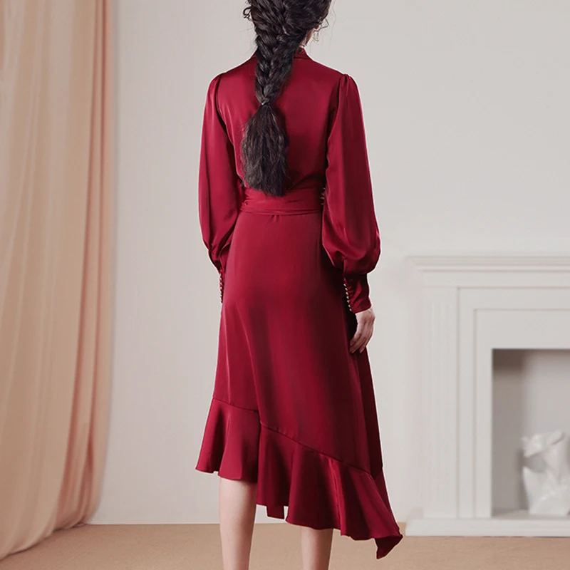 Женское асимметричное платье Max Spri элегантное с v образным вырезом длинным