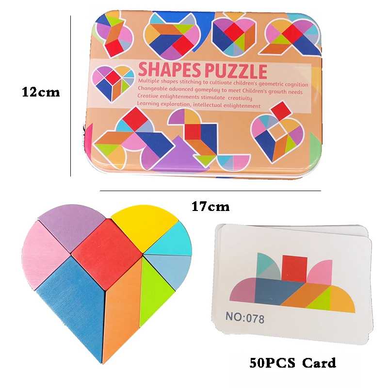 9PCS Heart Монтессори обучающая Волшебная книга Магнитная 3D Головоломка Tangram игра креативная головоломка магнитная головоломка подарок для мальчиков и девочек PT-12 - Цвет: 9PCS Heart