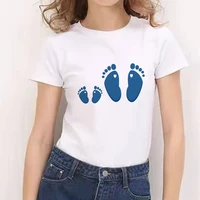 women tshirt personality footprint cartoon printing fashion summer harajuku aesthetics short sleeve white tops female t shirt