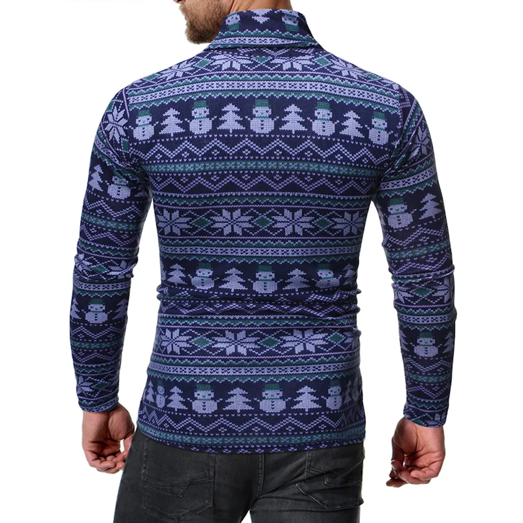Новинка осень зима мужская водолазка с длинными рукавами Печатные трикотажные