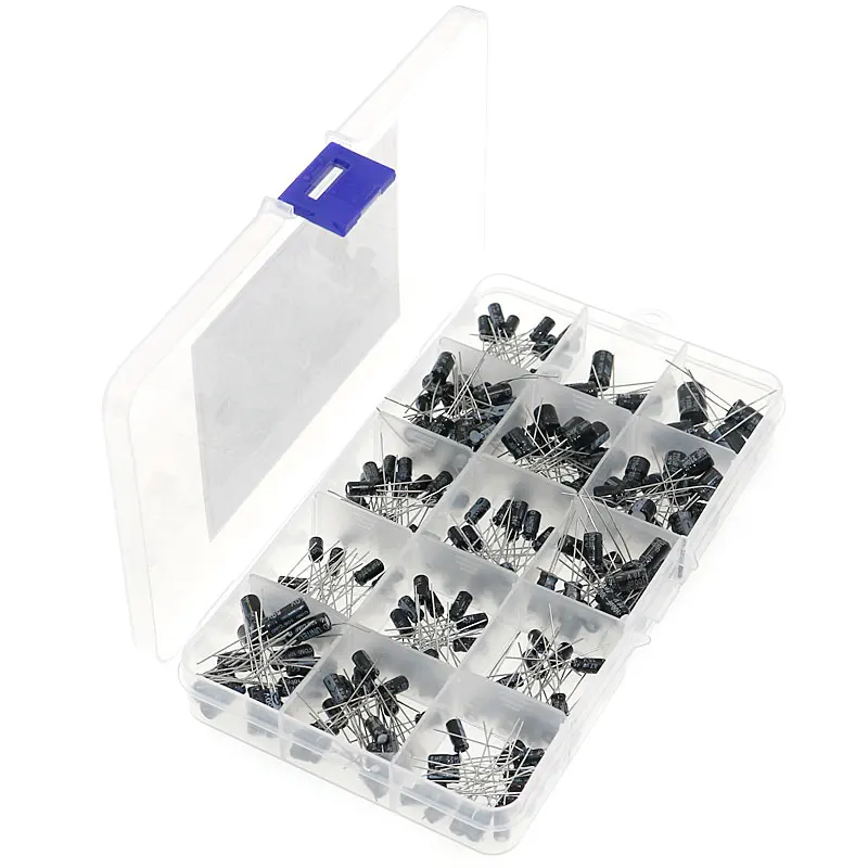 215 шт. набор смешанных электролитических конденсаторов 0 1 мкФ 330 Ф 15 значений с