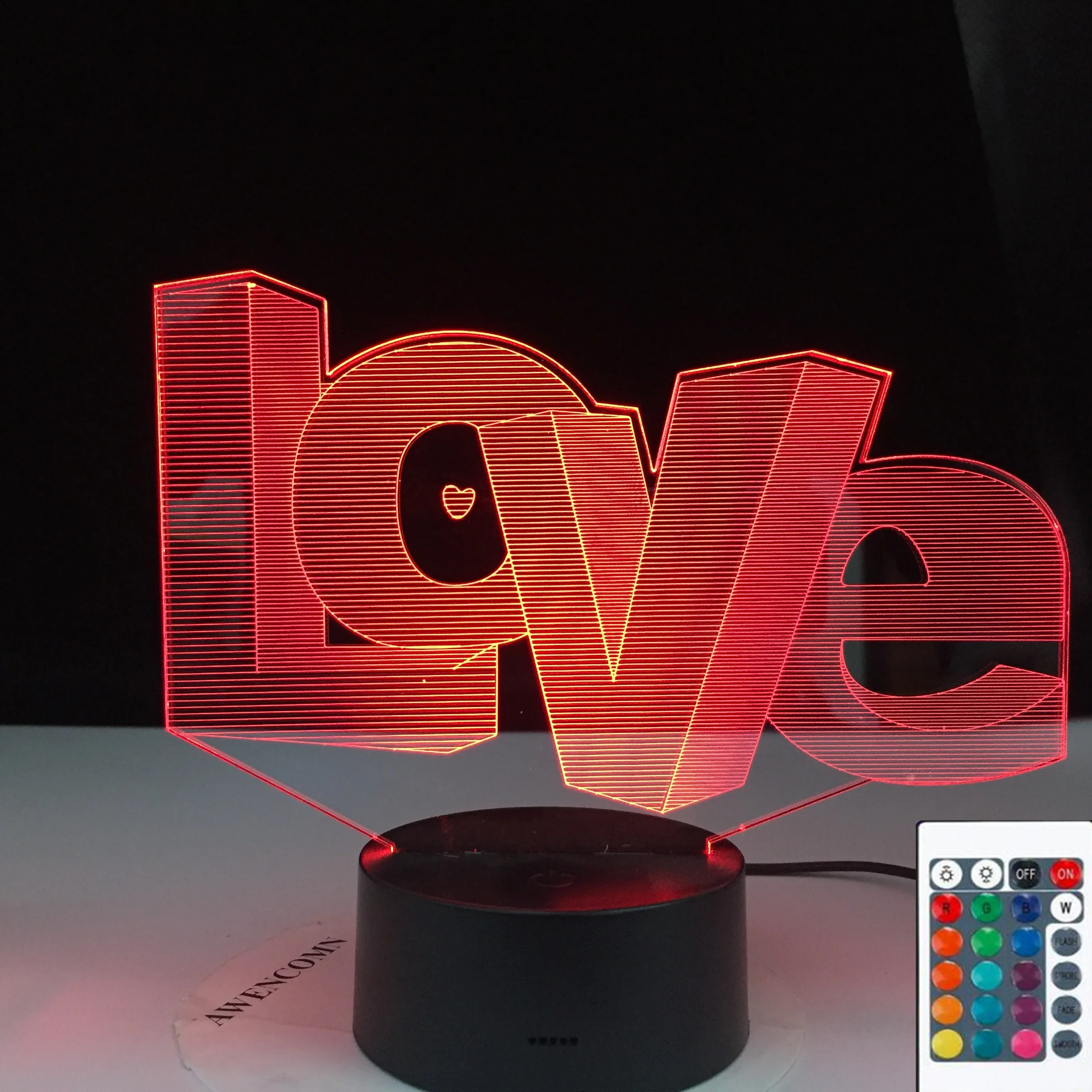 

LOVE Modelling 3D Night Lights Creative 7 Colors Changing Luminaria Table Lamp Home Decor Valentines Lovers Gift