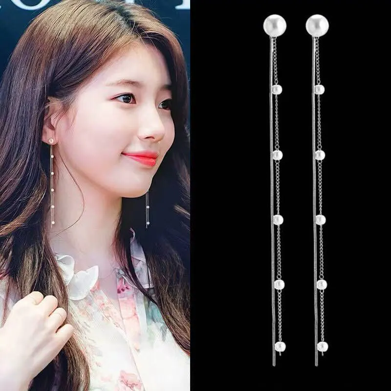 Серьги-подвески в виде змеи с жемчугом женские винтажные длинные висячие