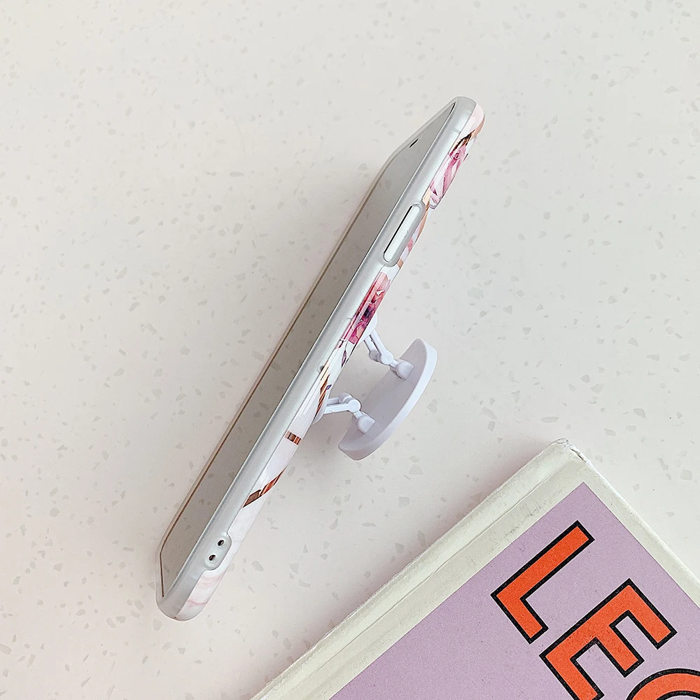 Позолоченный геометрический розовый цветочный чехол для телефона с держателем