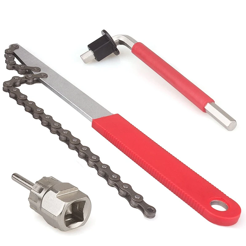 

Mountain Bike Cassette Removal Tool Bicycle Flywheel Disassembly Repair Tool with Chain Whip + Auxiliary Wrench Cycling Sprocket