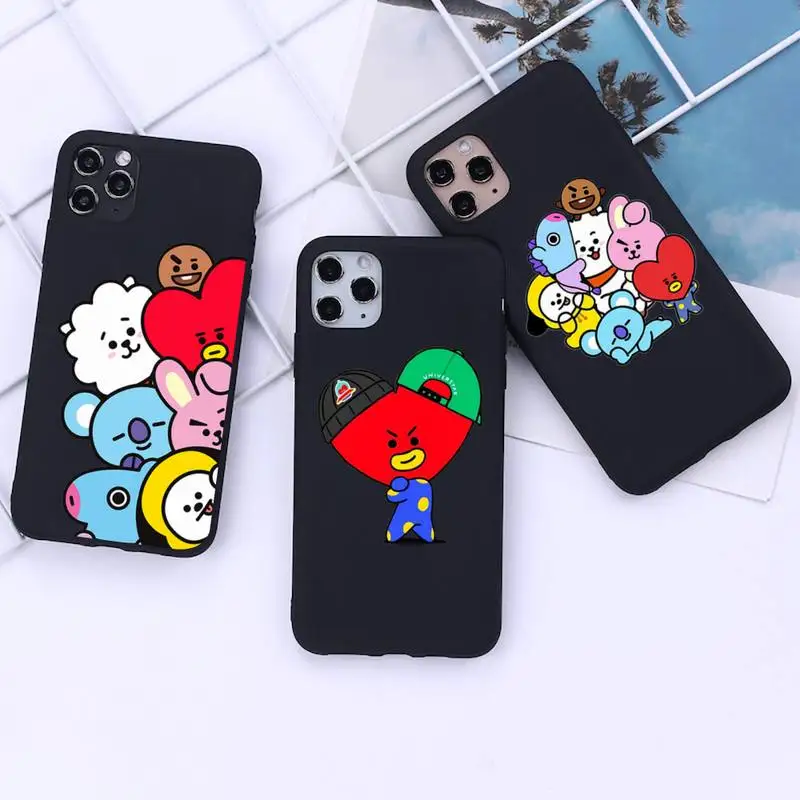 

Cute kpop Cartoon BT21 Phone Case for iphone 13 12 11 Pro Mini XS MAX 8 7 Plus X 2020 XR cover