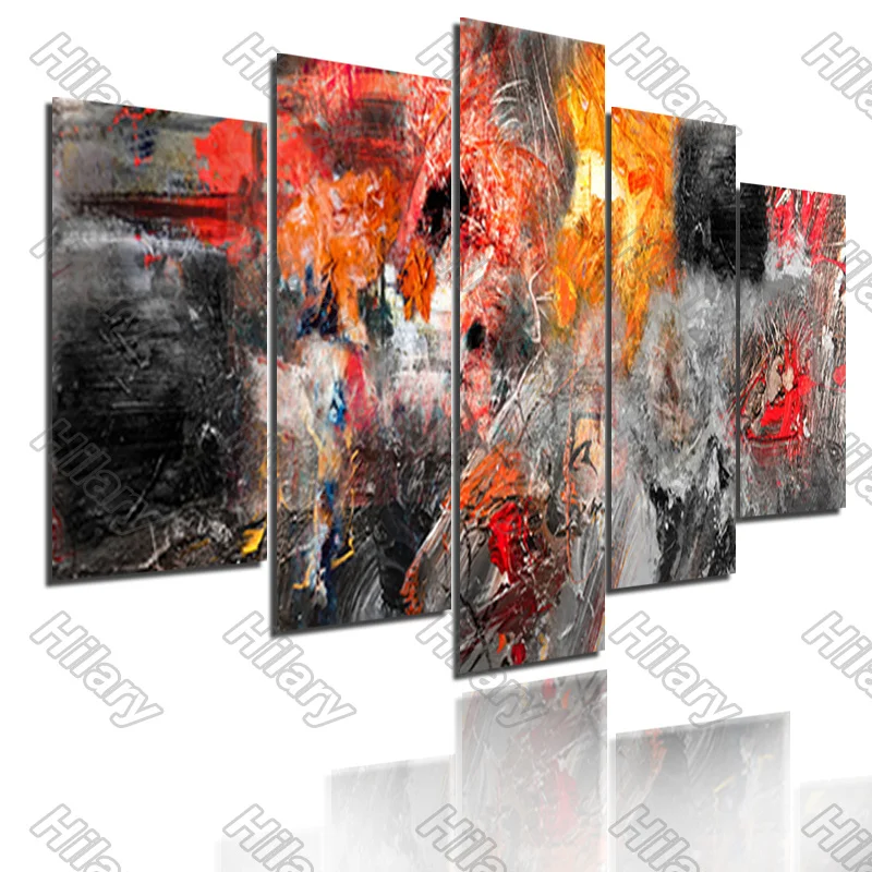 

Poster Abstract Flaming Red Black Canvas Painting 5Pcs Posters Painting Wall Art Decoration for Living Room and Bedroom